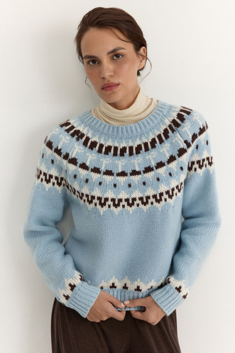 Джемпер с принтом TOPTOP, цвет: голубой с принтом, TT.050.17397.601 купить онлайн