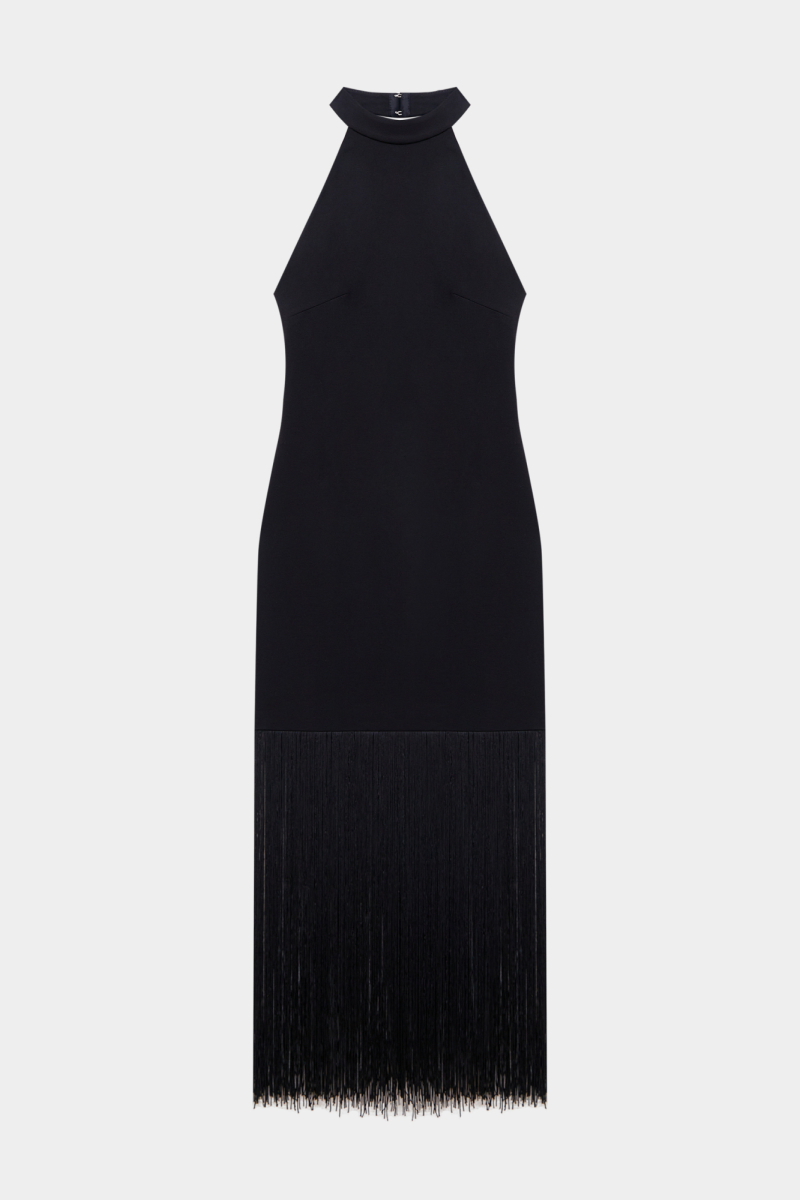 Платье мини с бахромой из трикотажа