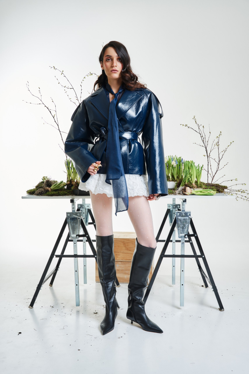 Куртка из экокожи с рукавом реглан REFERT, цвет: синий, 02-3513/3-2511 купить онлайн