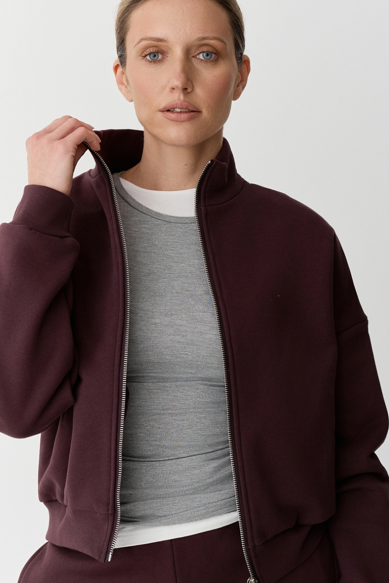 Толстовка на молнии утепленная Ricoco, цвет: Бордовый, 6097/3 купить онлайн