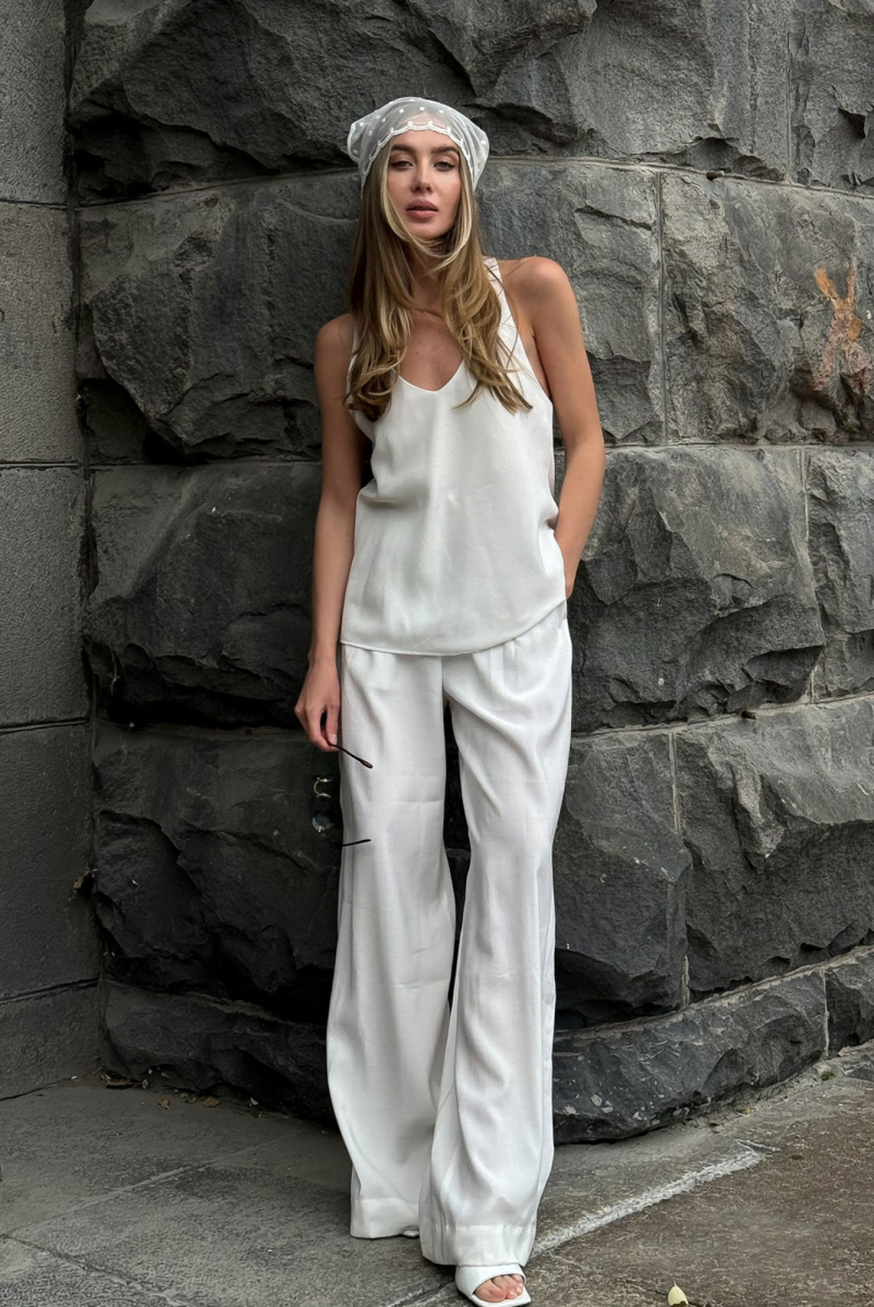 Брюки широкие из тенсела WHITE