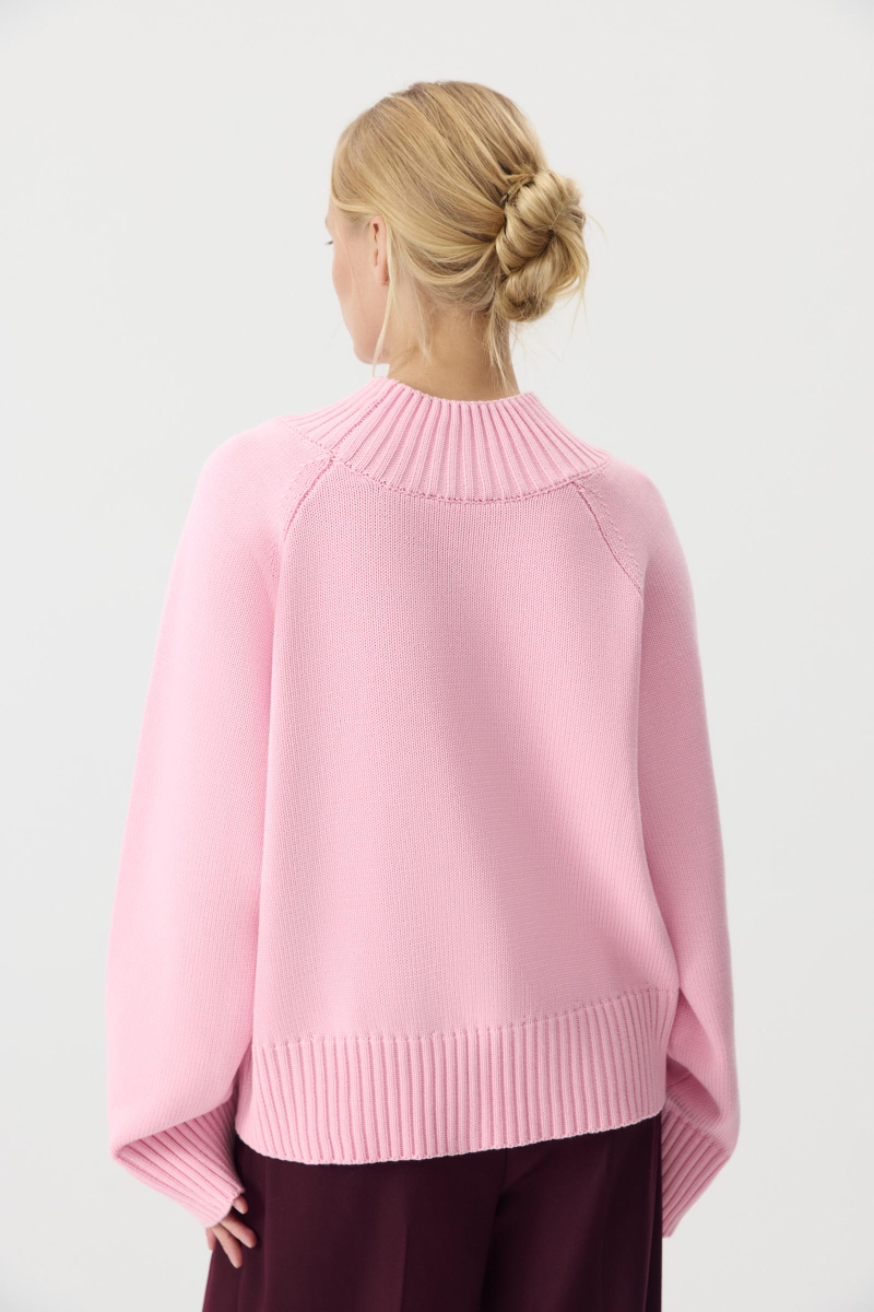 Свитер с широкой стойкой из хлопка Charmstore, цвет: розовый, 303-41486-221 купить онлайн