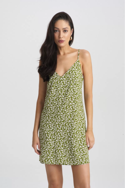 Платье мини на регулируемых бретелях Floral Green