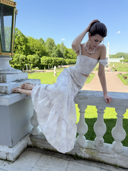 Юбка из органзы с вышивкой с воланами VELVET, цвет: бежевый, 00-00004952 купить онлайн