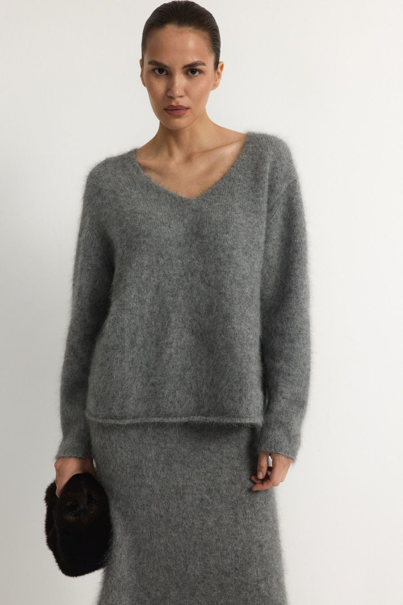 Пуловер из смесовой ангорской шерсти TOPTOP, цвет: серый, TTS.050.18231.800 купить онлайн