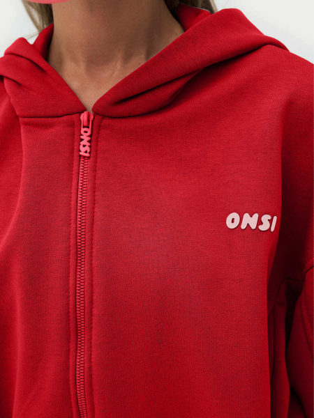 Худи на молнии ONSI, цвет: красный,  купить онлайн