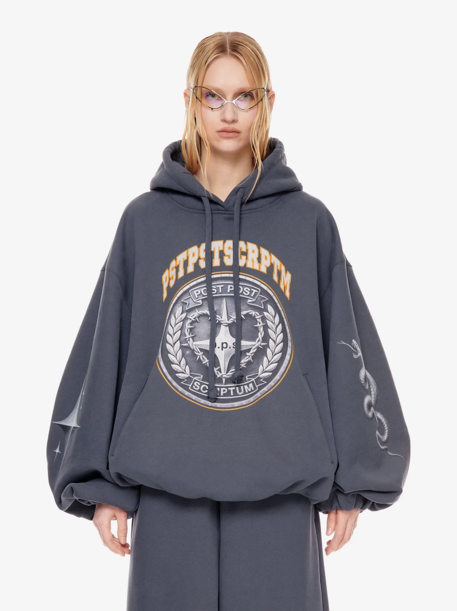 Худи с принтом POST POST SCRIPTUM, цвет: серый,  купить онлайн