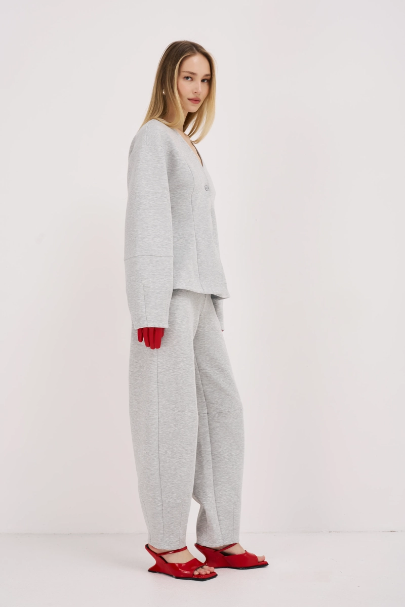 Брюки из трикотажного модала Ricoco, цвет: серый меланж,  купить онлайн