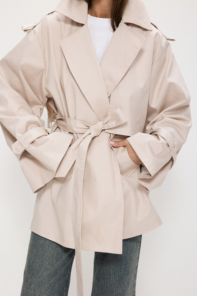 Тренч укороченный ABDA, цвет: марципан, 812613403602 купить онлайн