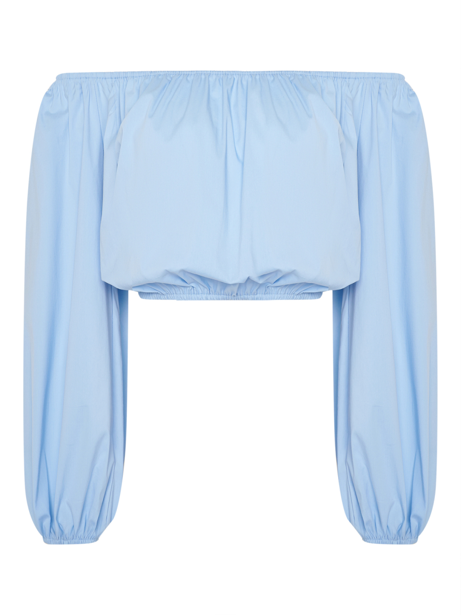 Блуза из поплина с резинкой VELVET, цвет: голубой, 00-00003915 купить онлайн