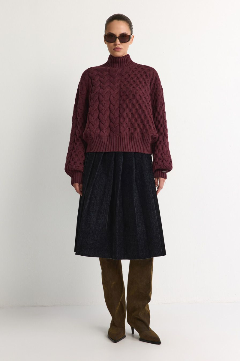Свитер из смесового хлопка TOPTOP, цвет: Бордовый, TT.050.18252.330 купить онлайн