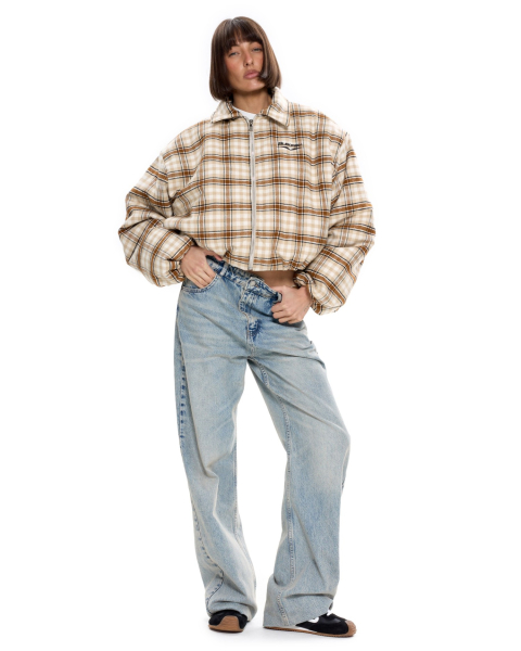 Бомбер в клетку Suborbia, цвет: бежевый, 007025 купить онлайн