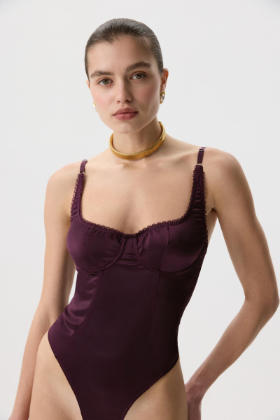 Боди из сатина Charmstore, цвет: сливовый, 103-40560-680 купить онлайн