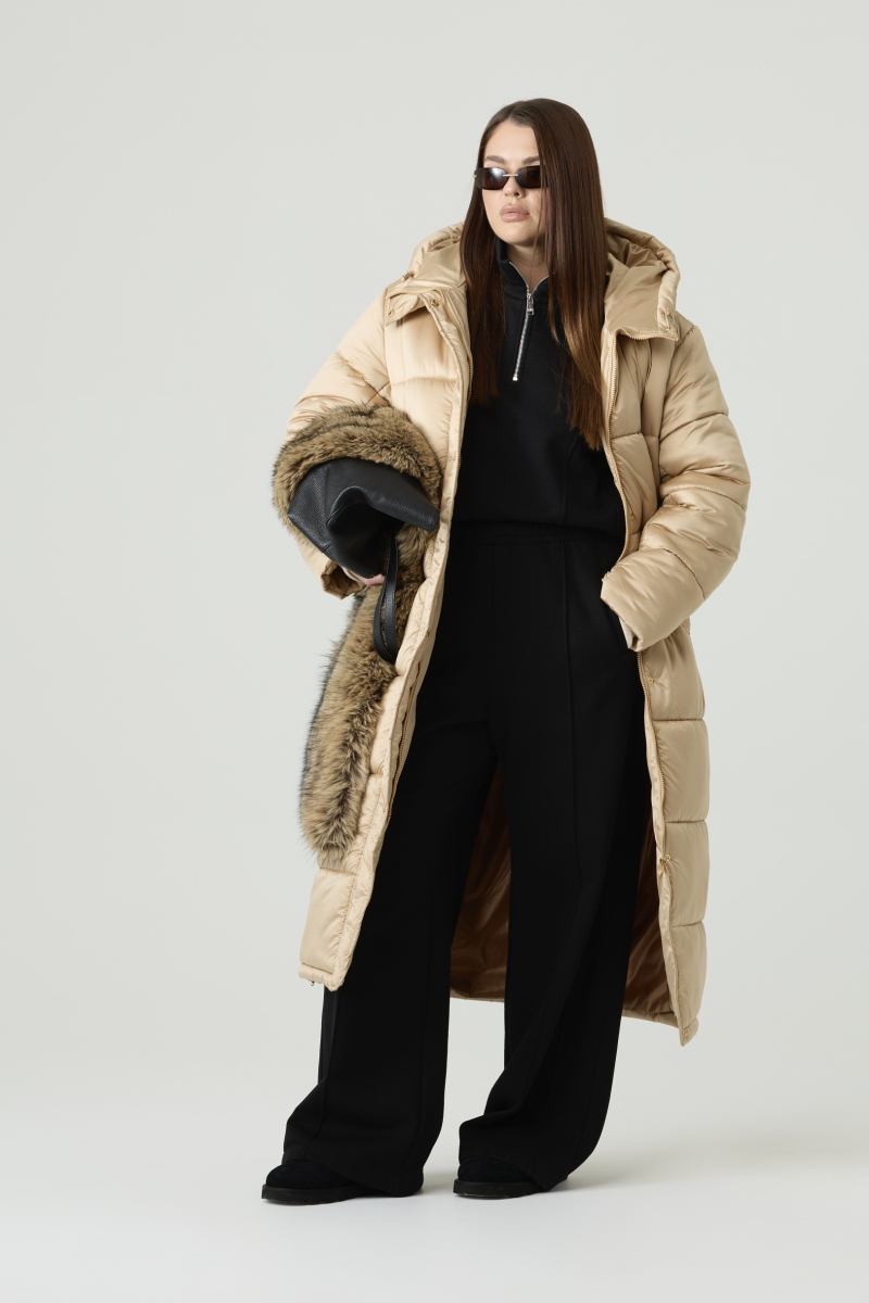 Пуховик длинный стеганый 4forms, цвет: золотой, 65513 купить онлайн