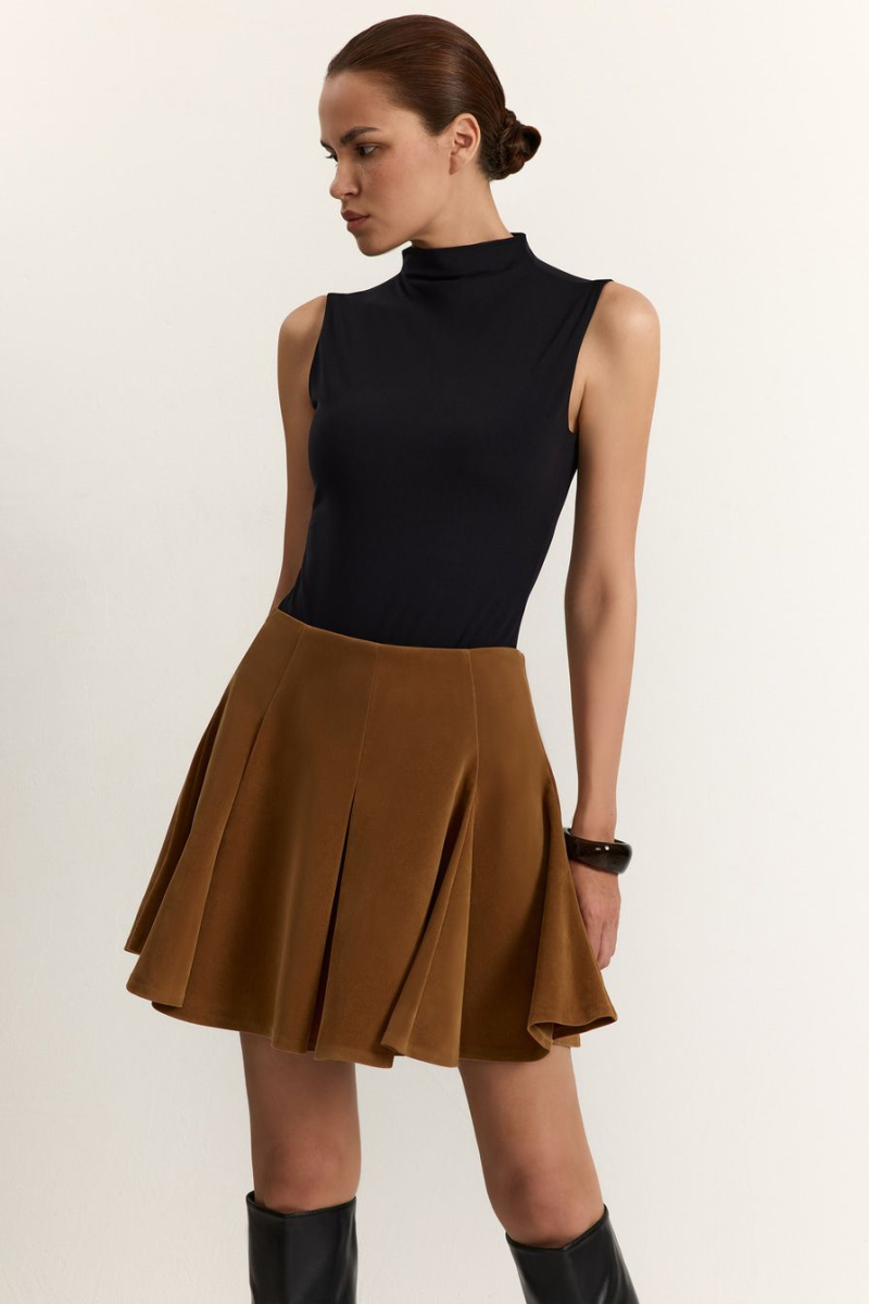 Юбка из экозамши TOPTOP, цвет: бежевый, TT.070.18774.110 купить онлайн