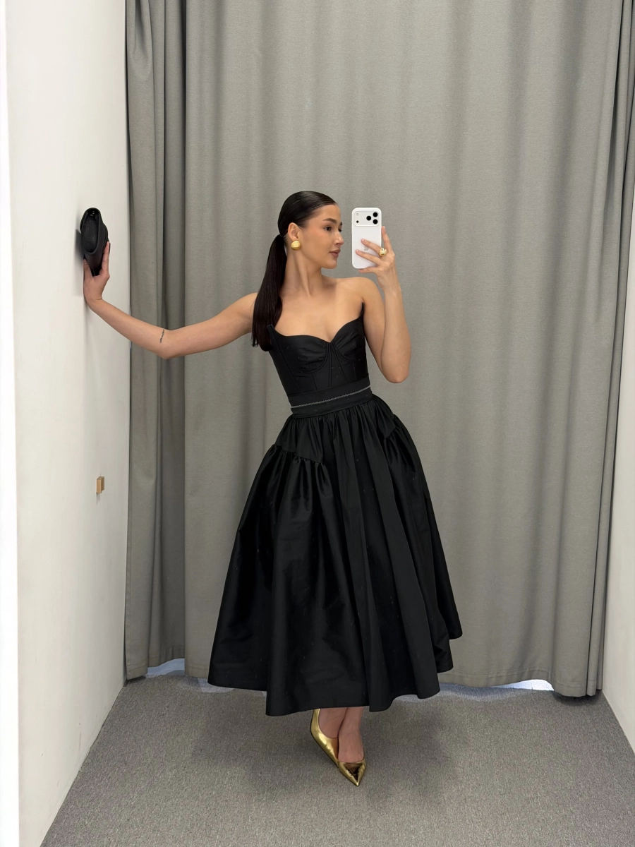 Корсетное платье миди с ремешком MUSE ME, цвет: Черный, D057 купить онлайн