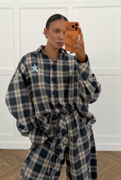 Рубашка объемная в клетку