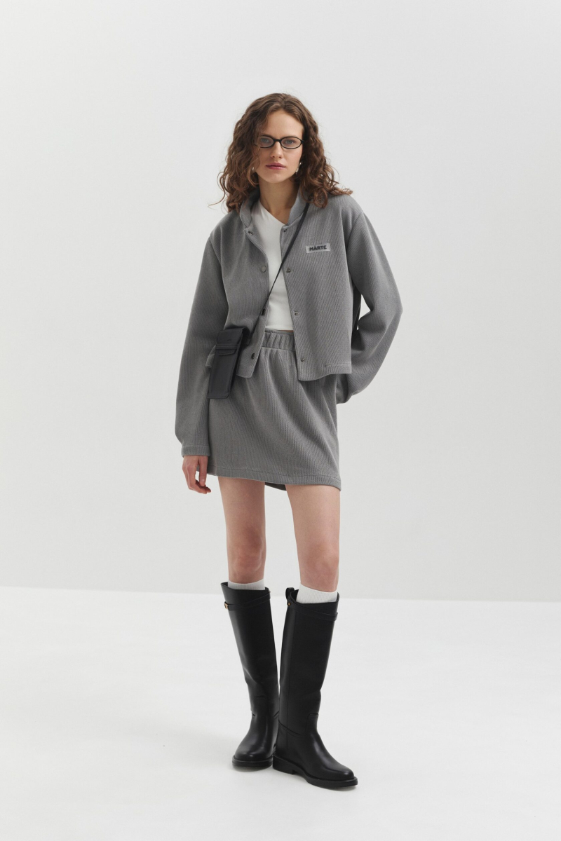 Юбка из фактурного трикотажа marte, цвет: серый,  купить онлайн