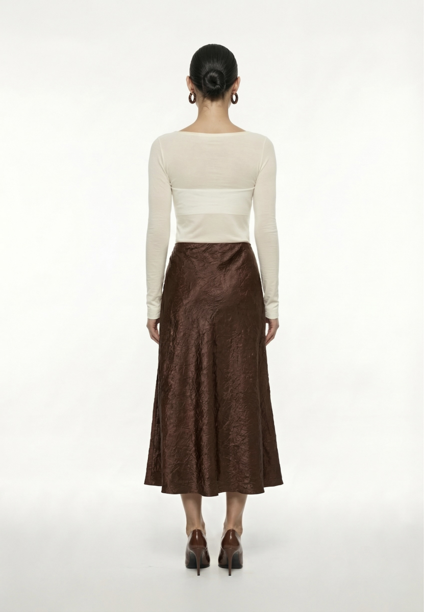 Юбка макси из жатого сатина REFERT, цвет: шоколадный, 07-3496/2-2511 купить онлайн