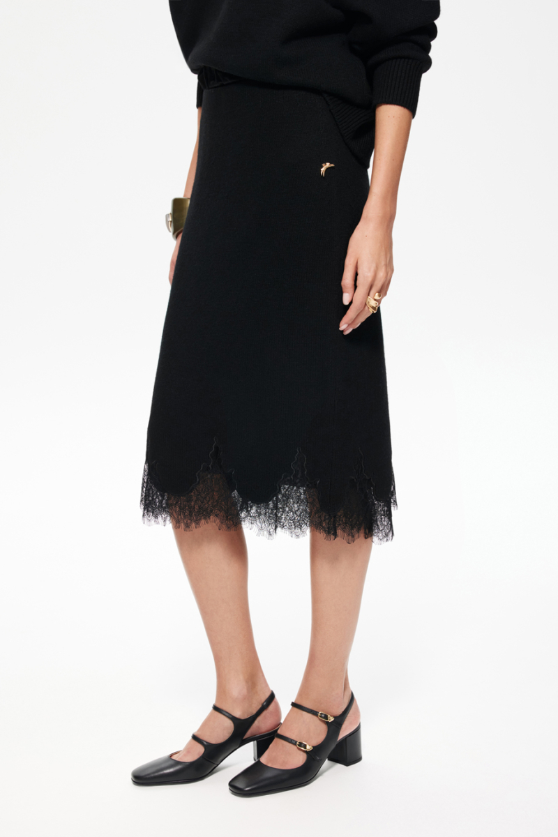 Юбка с кашемиром и кружевом DREAMS BY ALENA AKHMADULLINA, цвет: Черный, 225104100304300/903000 купить онлайн