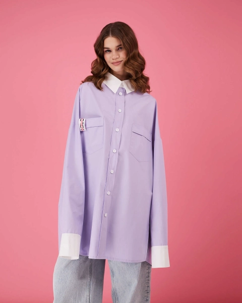 Рубашка макси оверсайз #22 TABOO, цвет: лаванда, Rub22 купить онлайн