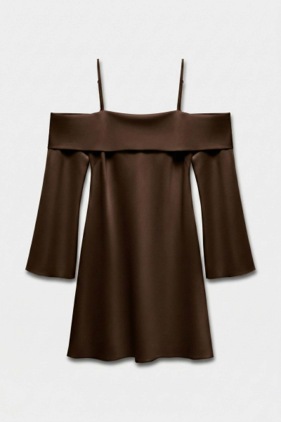 Платье из сатина с открытыми плечами REFERT, цвет: коричневый, 08-3032/5-2511 купить онлайн