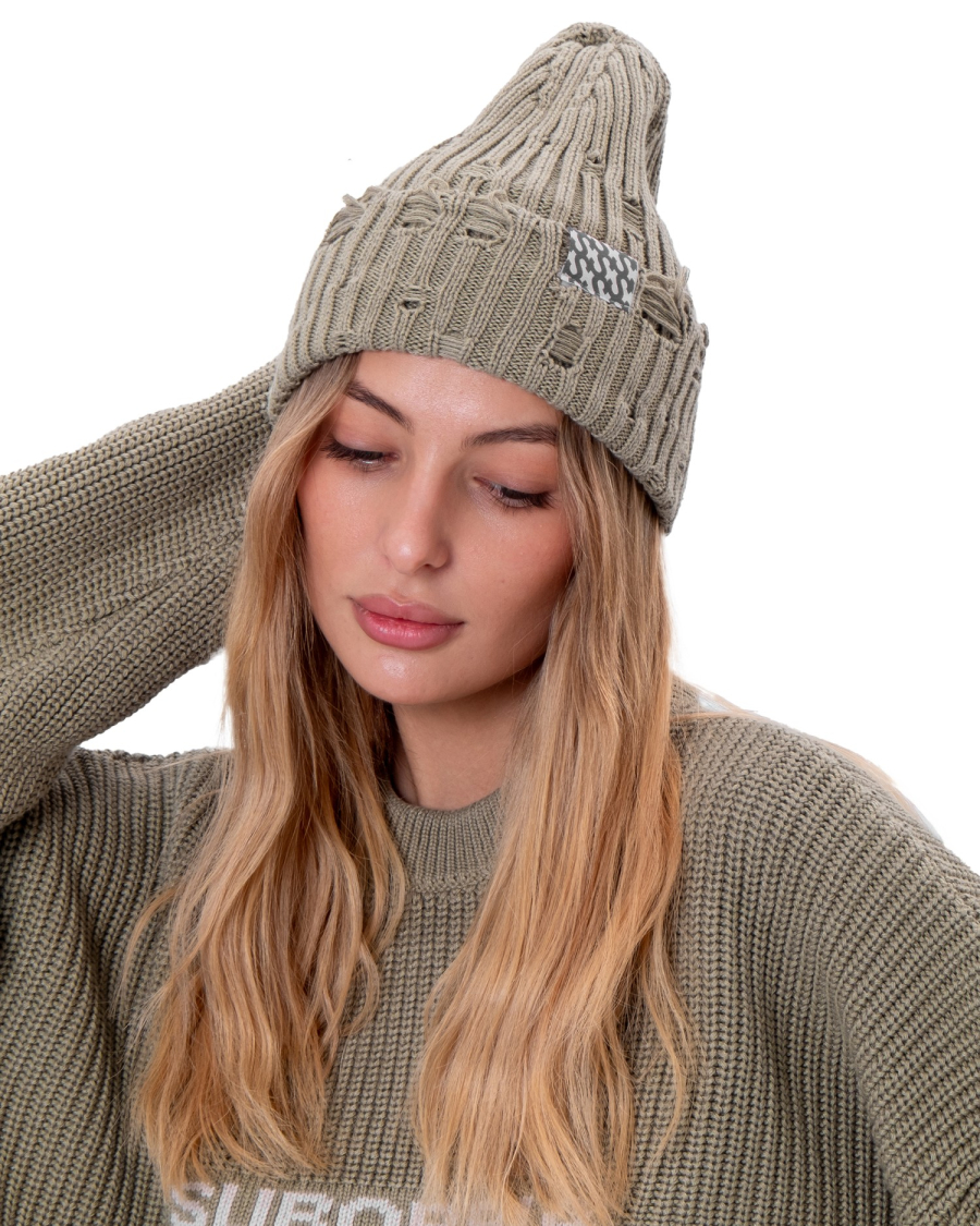 Шапка KNITTED TORN Suborbia, цвет: Khaki 04011 купить онлайн