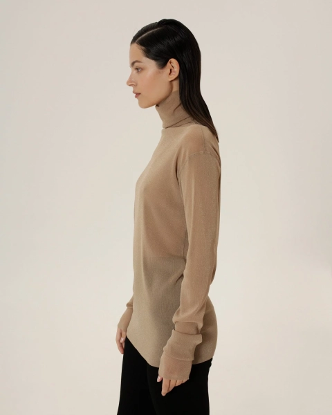 Водолазка с металлической нитью Anmuse, цвет: бежевый, TP24W134-BEG-1 купить онлайн