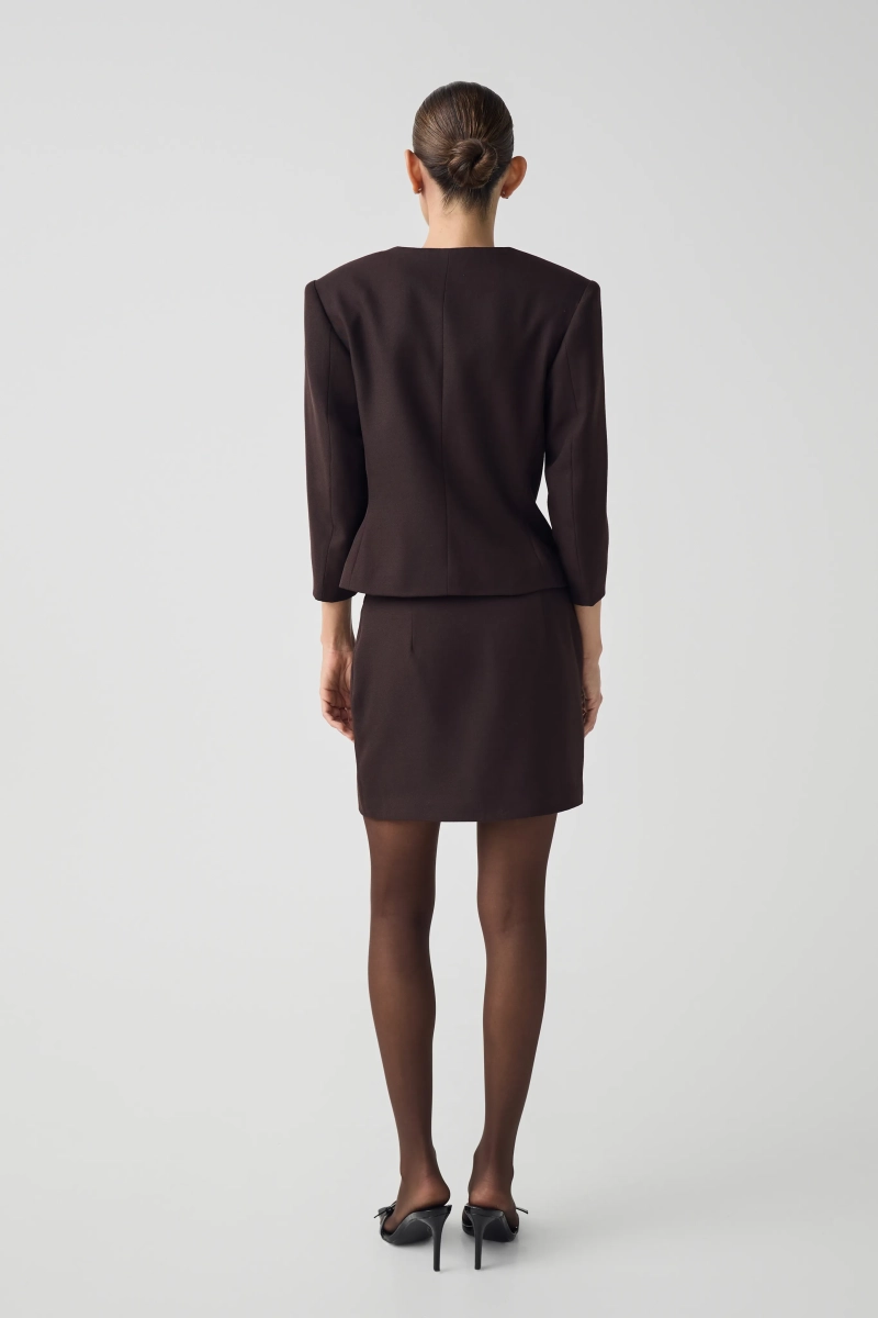 Жакет со съемным воротником Shtripling, цвет: шоколадный, SHJKT007CHK купить онлайн