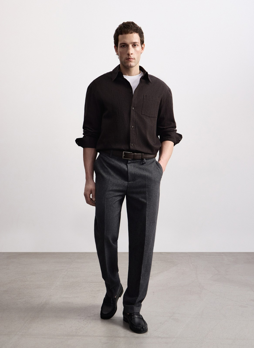 Рубашка из мягкого хлопка ALL WE NEED, цвет: темно-коричневый, 2603M1390-20 купить онлайн