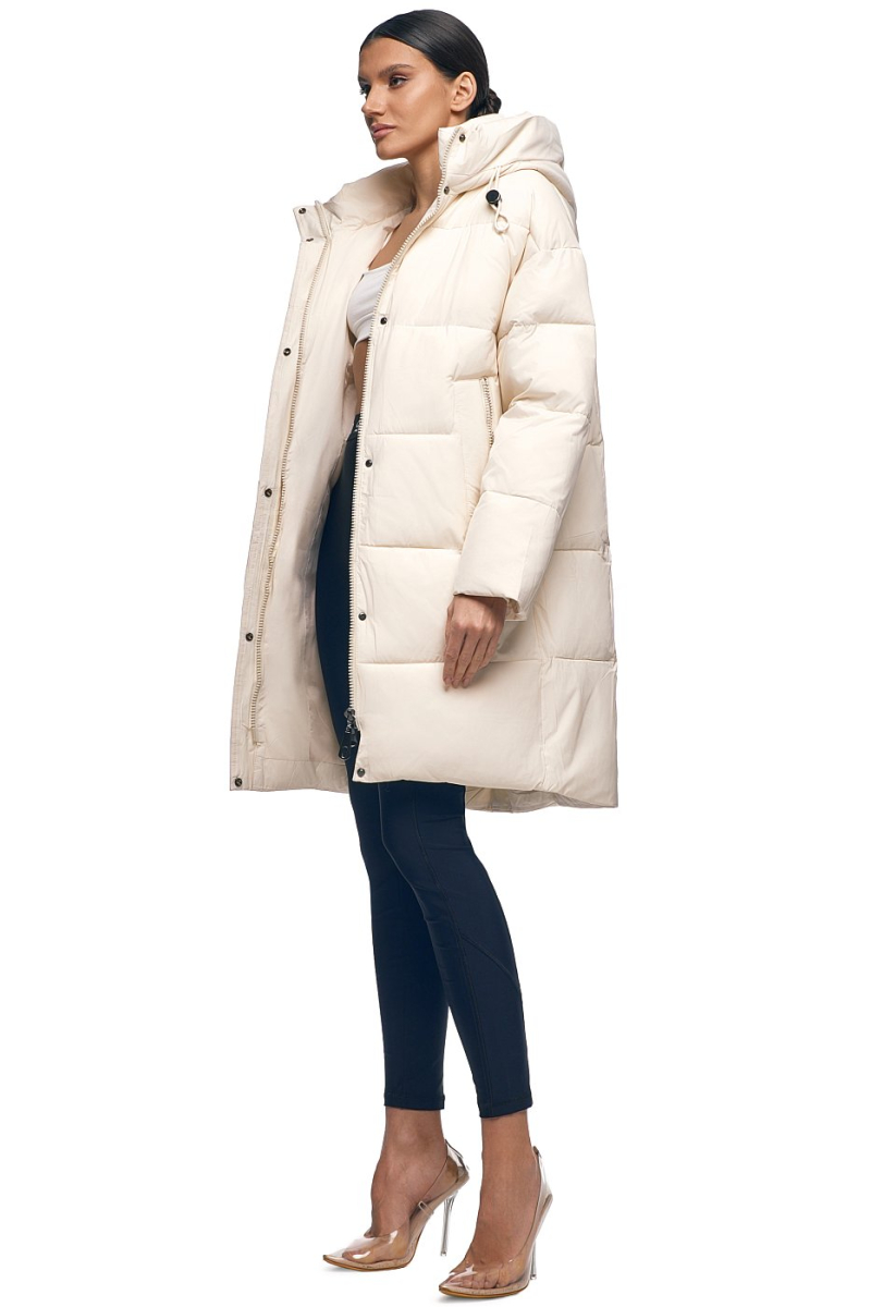 Пуховик удлинённый с капюшоном SODAMODA, цвет: бежевый, 15911 купить онлайн