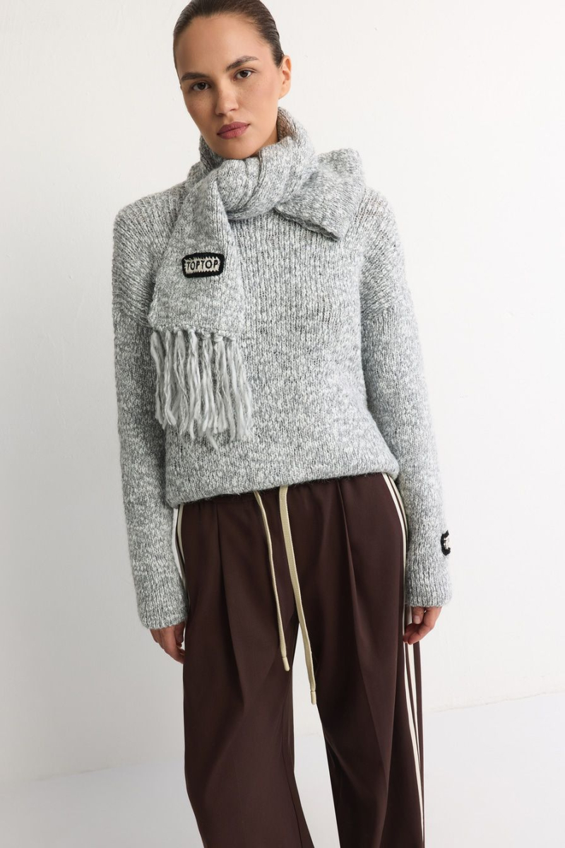 Шарф из переработанного полиэстера TOPTOP, цвет: серый с принтом TT.607.18517.801 купить онлайн