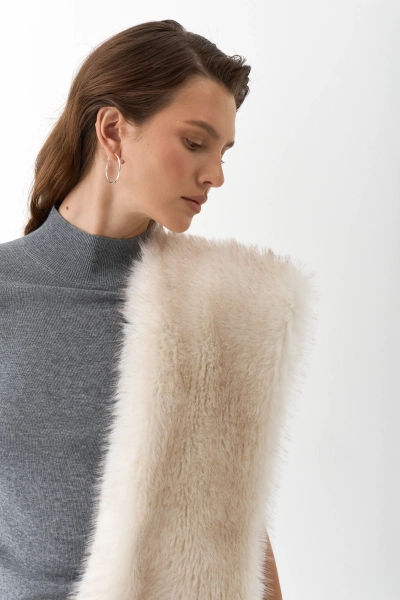 Шарф из экомеха Ricoco, цвет: молочный 7005/1 купить онлайн