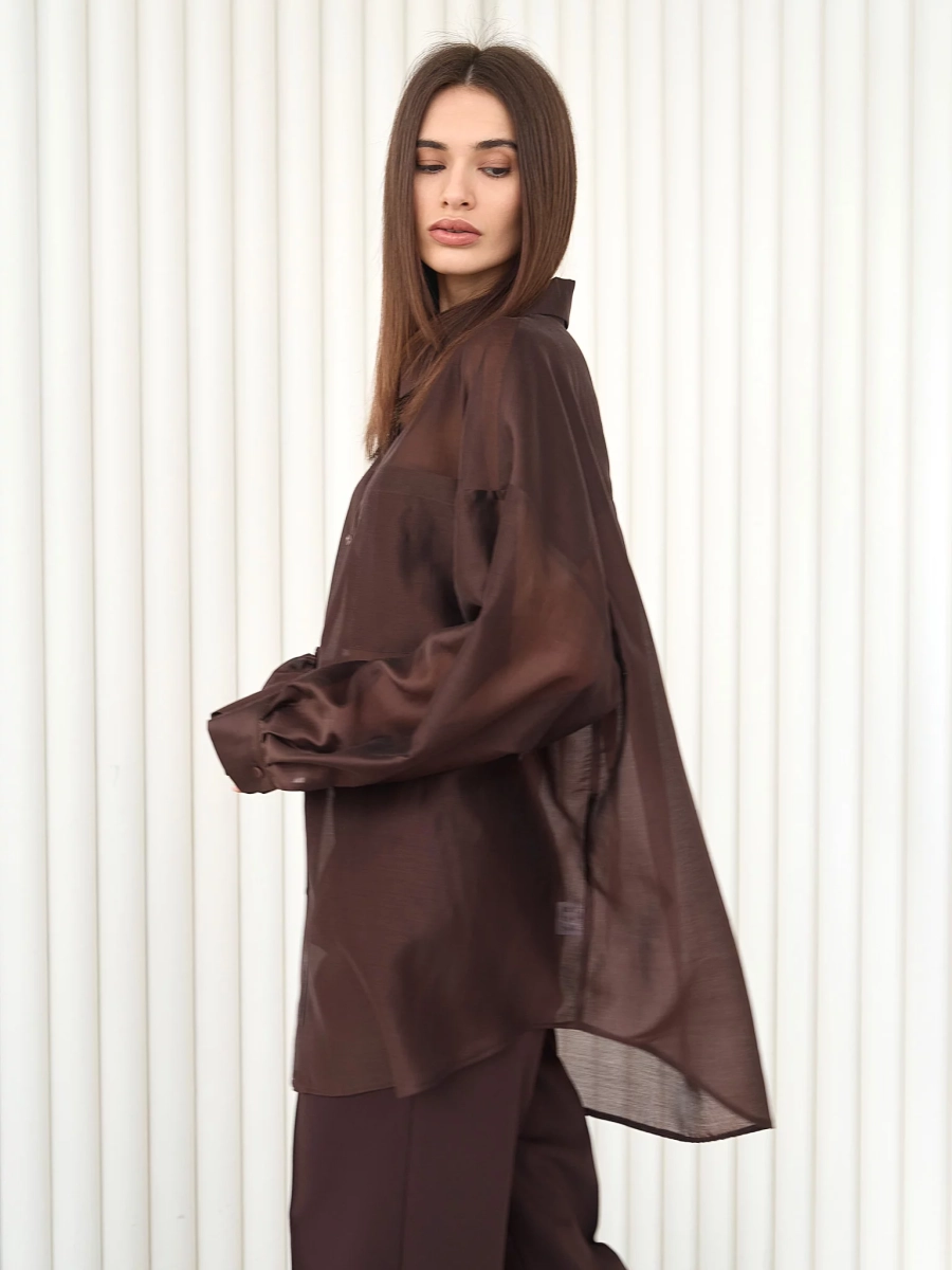 Блуза-рубашка воздушная I.B.W., цвет: шоколад, BL030 купить онлайн