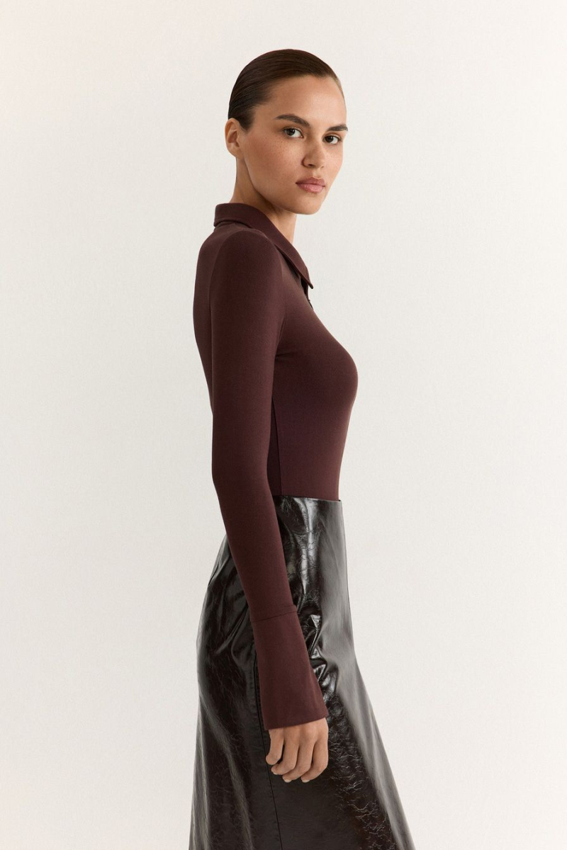 Боди из смесовой вискозы TOPTOP, цвет: коричневый, TT.022.17927.700 купить онлайн