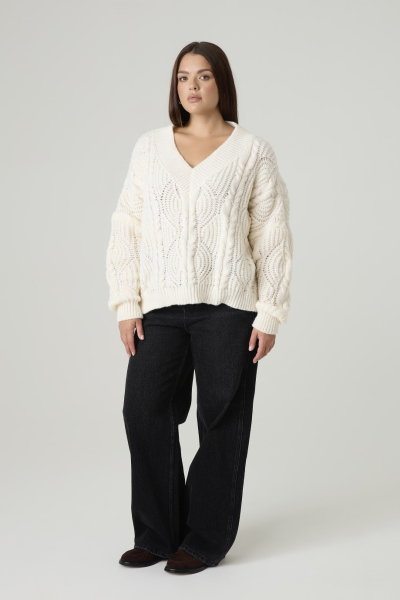 Джемпер вязаный с V-вырезом, косы 4forms, цвет: Сливочный, 65492 купить онлайн