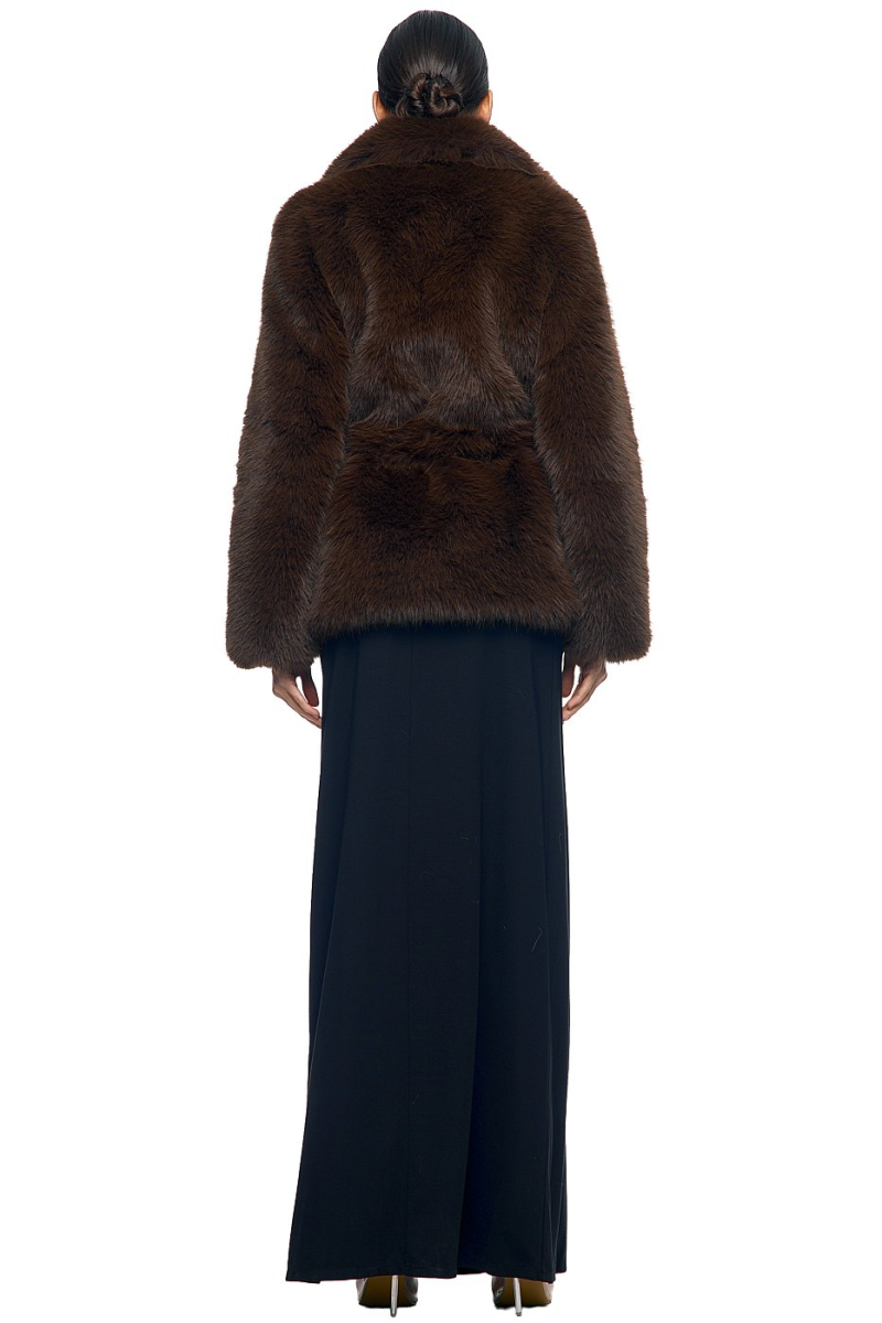 Шуба удлинённая с поясом SODAMODA, цвет: коричневый, 15913 купить онлайн
