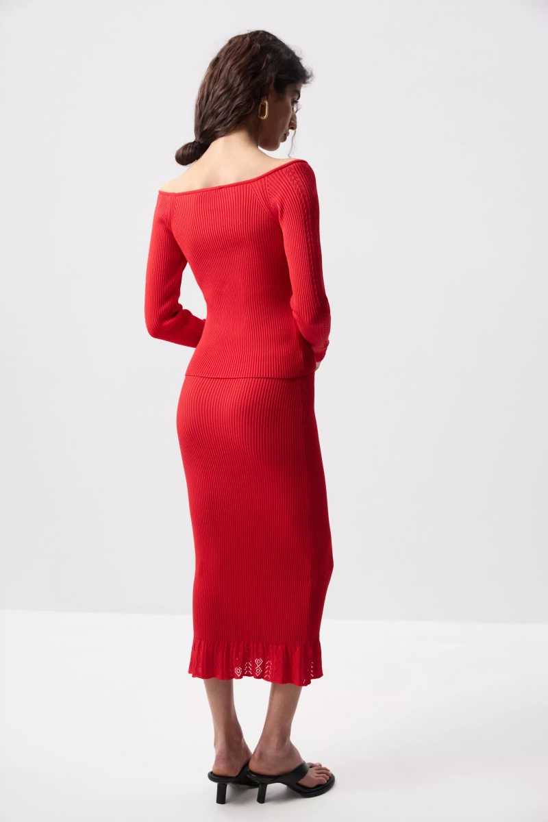 Лонгслив вязаный с ажурным рисунком Charmstore, цвет: красный, 313-54988-440 купить онлайн