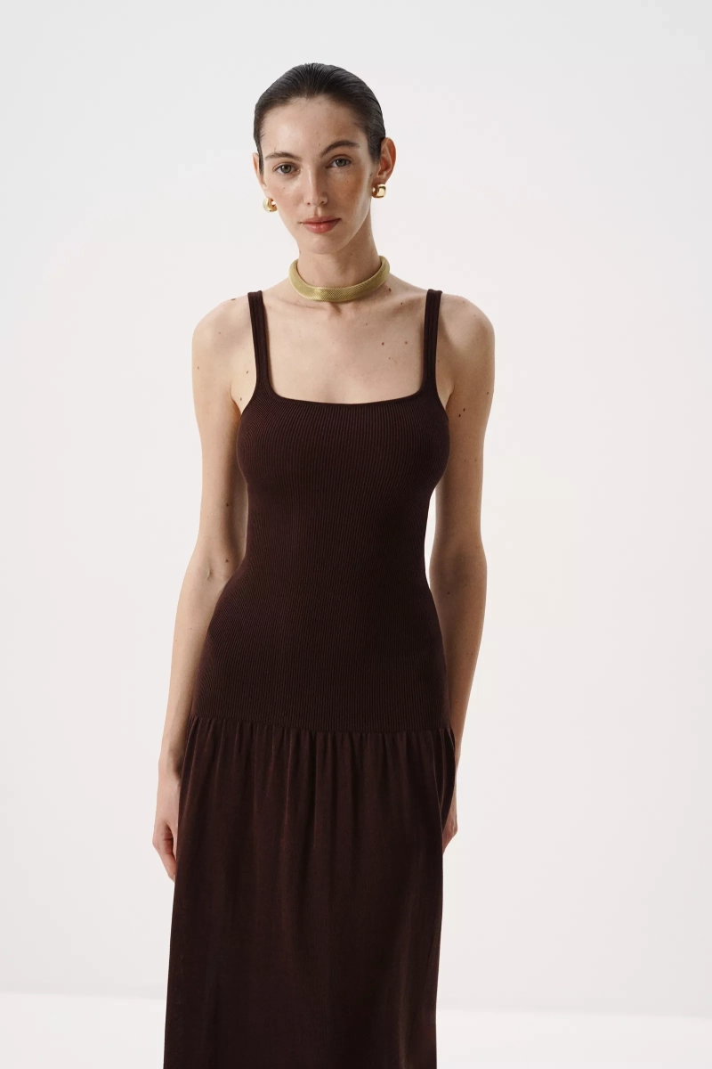 Платье из лиоцелла и шерсти Charmstore, цвет: шоколадный, 306-589119-551 купить онлайн
