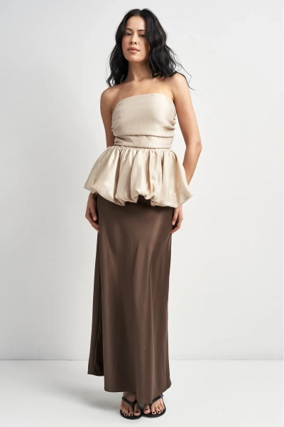 Топ-корсет с баской из органзы Erist store, цвет: золотой, НФ-00003520 купить онлайн