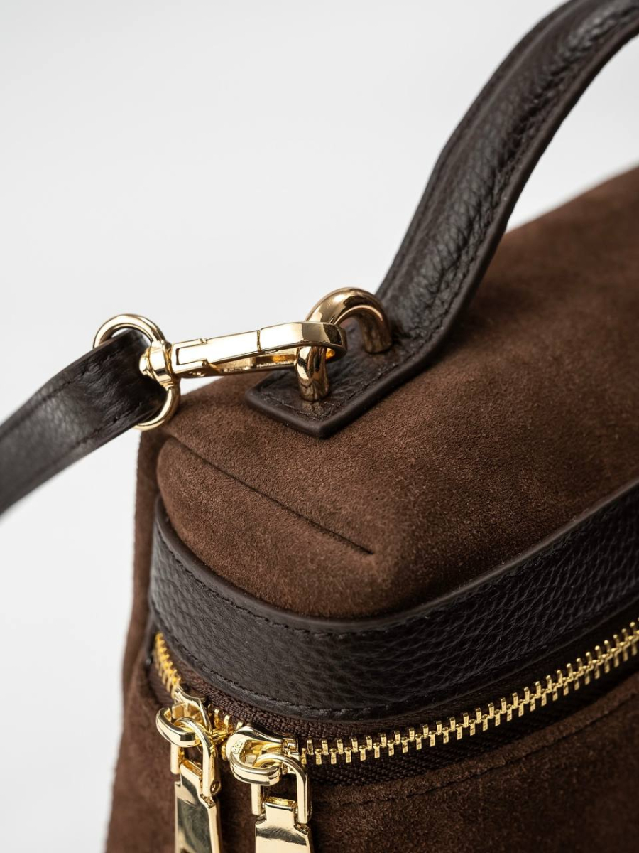 Сумка Дженна средняя LUNAVERA, цвет: шоколадная замша J-704-PHR 8104 купить онлайн