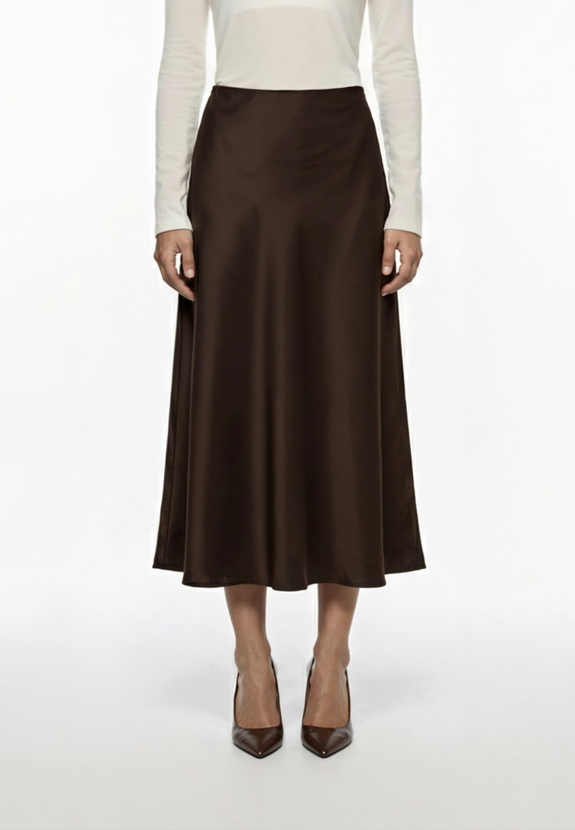 Юбка миди из атласа