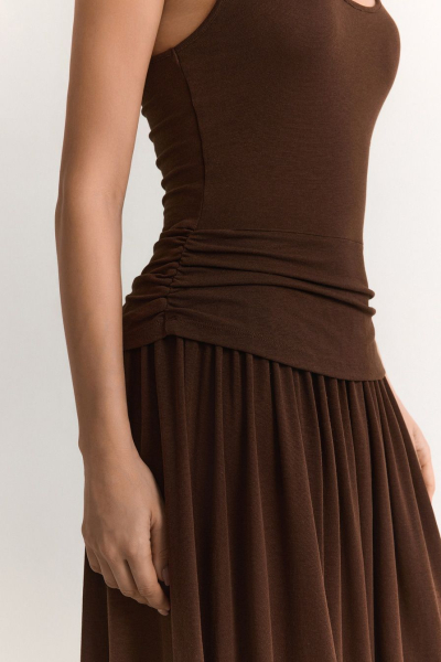 Платье с декоративными сборками TOPTOP, цвет: коричневый, TT.012.19262.700 купить онлайн