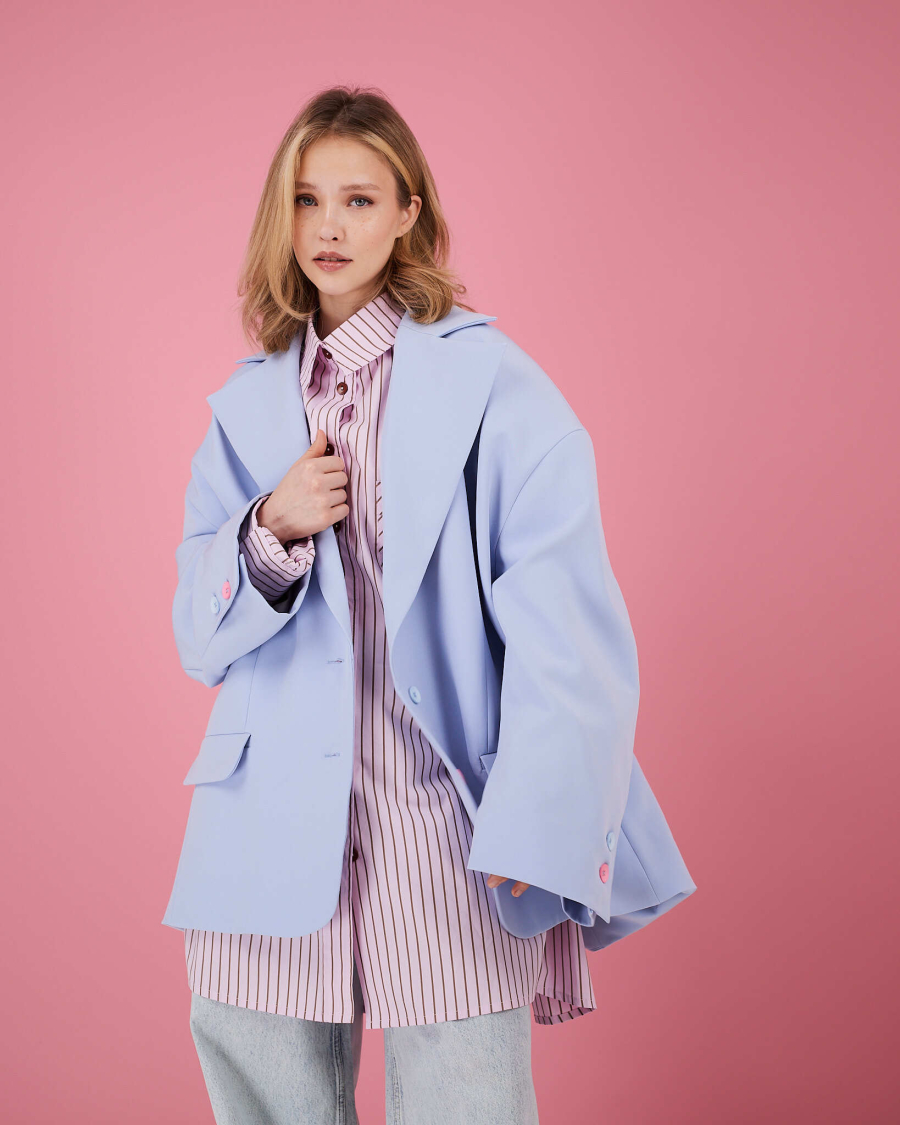 Пиджак макси TABOO, цвет: голубой, Blzr04 купить онлайн