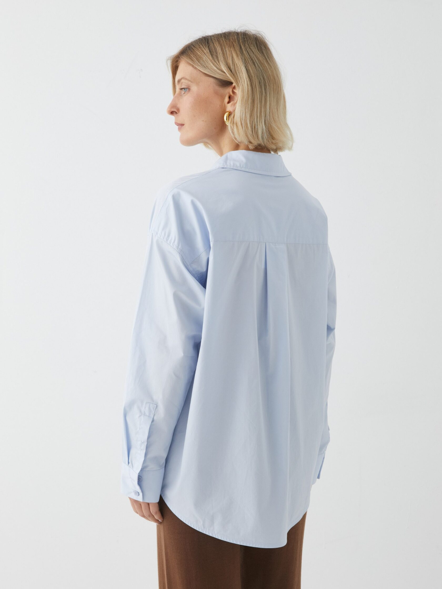 Рубашка прямого кроя из хлопка Marou, цвет: голубой,  купить онлайн