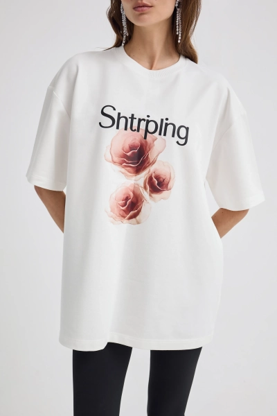 Футболка с принтом Shtripling, цвет: белый, SHTSH003WHT купить онлайн