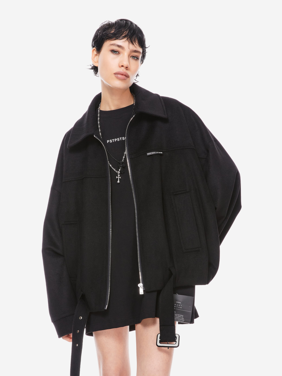 Шерстяной бомбер - пальто POST POST SCRIPTUM, цвет: Черный, P_0900.00.00.BLK купить онлайн