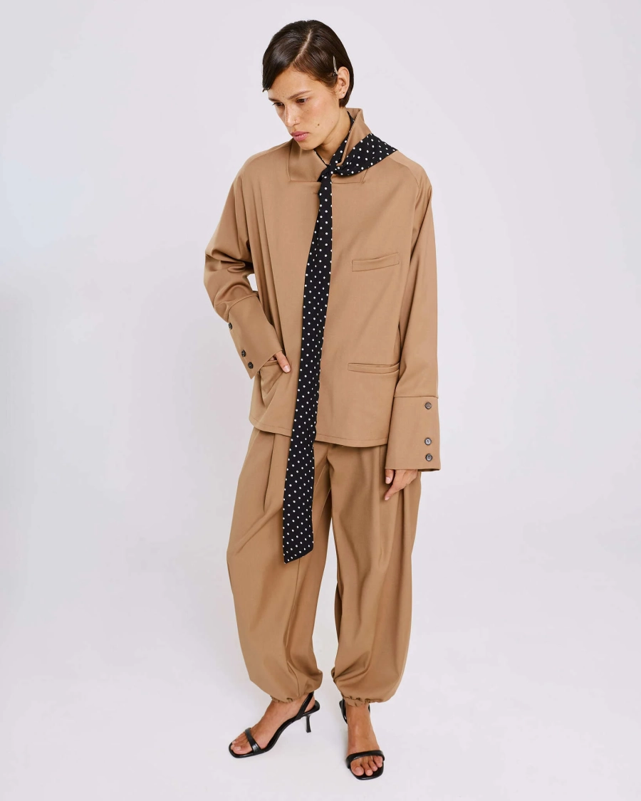 Брюки-шаровары из костюмной ткани Anmuse, цвет: бежевый, BL26SP312-CRM купить онлайн