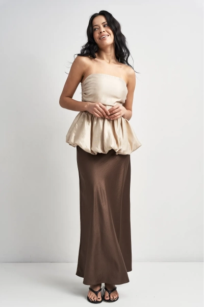 Топ-корсет с баской из органзы Erist store, цвет: золотой, НФ-00003520 купить онлайн