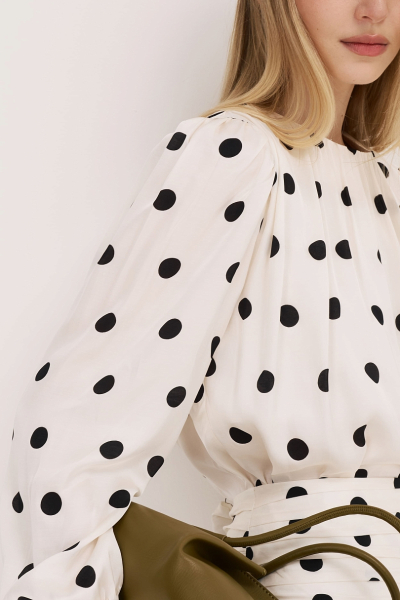 Комплект из вискозы и хлопка в горошек Ricoco, цвет: белый,  купить онлайн